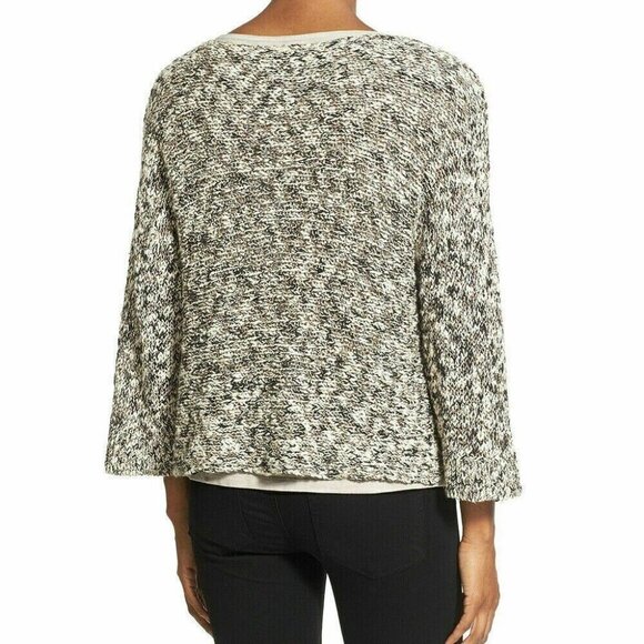 Eileen Fisher 100% Organic Cotton Gray White Marled Boxy Top Sweater -Peru - Picture 5 of 10